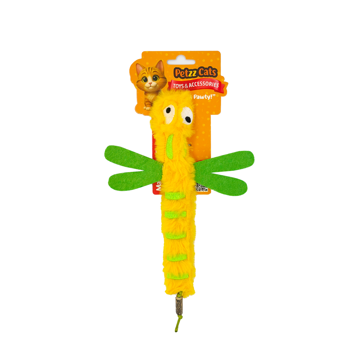 PetzzCats DragonFly Matatabi ve Çıngırak Sesli Peluş Kedi Oyuncağı Sarı 22x15 Cm