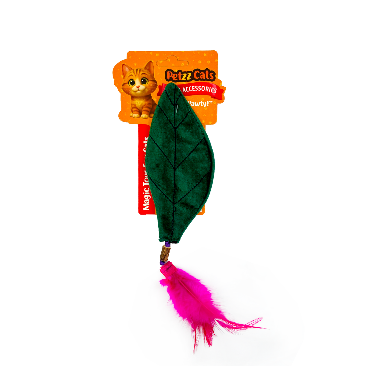 PetzzCats Yaprak Matatabi ve Çıngırak Sesli Peluş Kedi Oyuncağı Yeşil 15x7 Cm