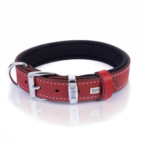 Doggie Comfort Deri Kemik Süslü Köpek Boyun Tasması Medium Kırmızı 2.5x37-45 Cm