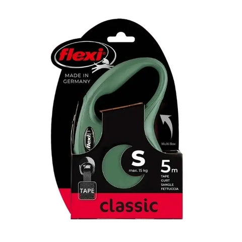 Flexi New Classic Şerit Otomatik Köpek Gezdirme Tasması Small Yeşil 5 Mt