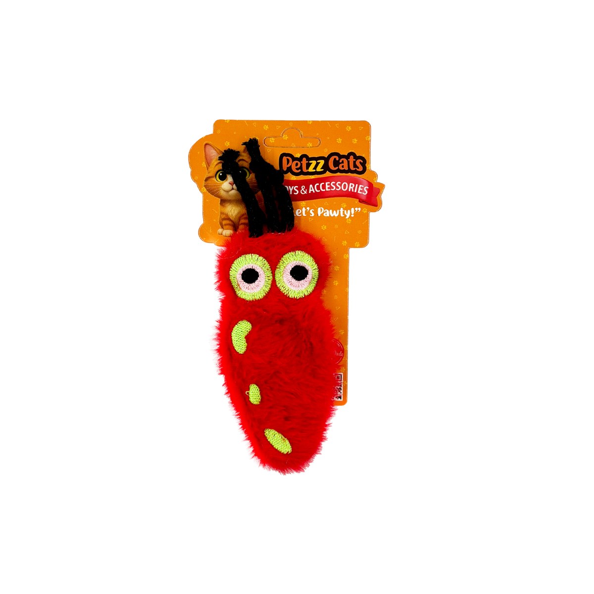 PetzzCats Kalamar Matatabi ve Çıngırak Sesli Peluş Kedi Oyuncağı Kırmızı 22x7 Cm