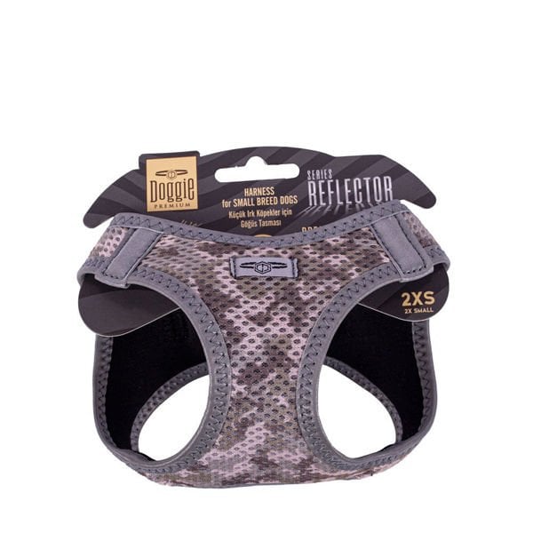 Doggie Havalı Dokuma Reflektör Küçük Irk Köpek Göğüs Tasması Xxsmall Kamuflaj 26-30 Cm