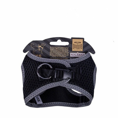 Doggie Havalı Dokuma Reflektör Küçük Irk Köpek Göğüs Tasması Xxxsmall Siyah 22-26 Cm