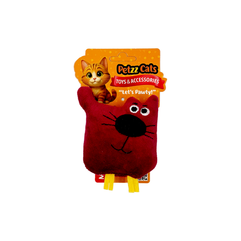 PetzzCats Kedy Matatabi ve Çıngırak Sesli Peluş Kedi Oyuncağı Bordo 10x7 Cm