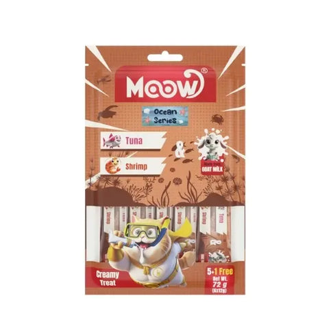Moow Ton Balıklı Karidesli ve Keçi Sütlü Yetişkin Sıvı Kedi Ödül Maması 1 Adet 6x12 Gr