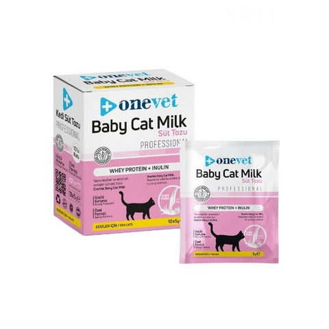 OneVet Baby Cat Milk Sindirim ve Büyüme Destekleyici Yavru ve Anne Kedi Süt Tozu 5 Gr 10 Adet