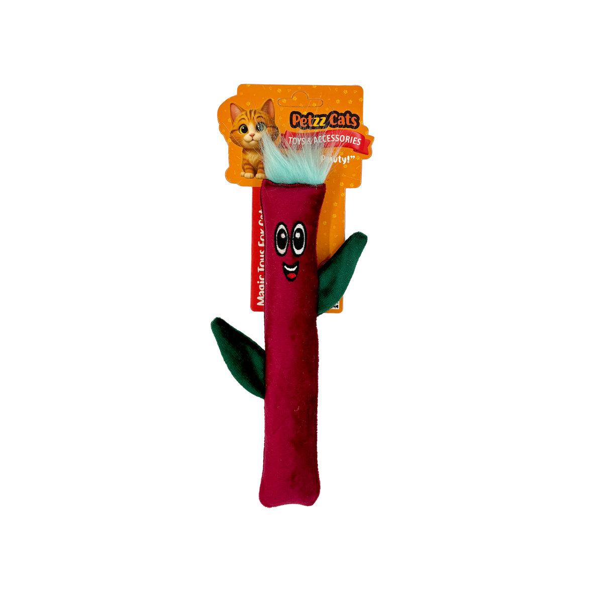 PetzzCats Tree Matatabi ve Çıngırak Sesli Peluş Kedi Oyuncağı Bordo 20x12 Cm