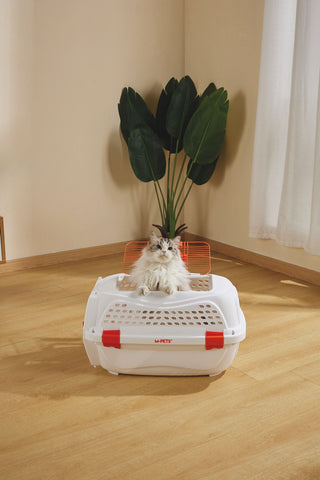 M-Pets Eco Giro Carrier Kedi ve Küçük Irk Köpek Taşıma Çantası 51.6x32.7x29.6 Cm Beyaz/Turuncu Medium