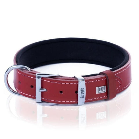 Doggie Comfort Deri Çivili Köpek Boyun Tasması Medium Kırmızı 4x52-60 Cm