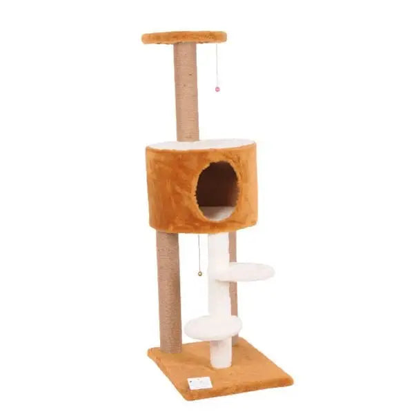 Cat Hause S07 İki Katlı Basamaklı Yuvalı Kedi Tırmalama Evi Kahverengi 128 Cm