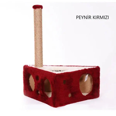 Cat Hause Y04 Peynir şeklinde Kedi Tırmalama Evi Kırmızı 67 Cm