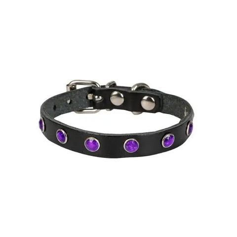 Cattie Gerçek Deriden Taşlı Kedi Boyun Tasması Small Siyah 1x16-20 Cm