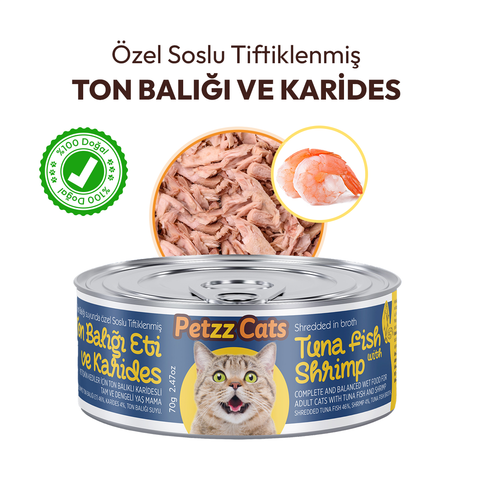 PetzzCats Ton Balığı  Karides Konserve Kedi Maması 1 Adet 70 Gr