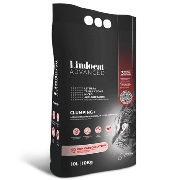 Lindocat Advanced Aktif Karbonlu Ekstra Güçlü Topaklanan Gri Kedi Kumu 1 Adet 10 Lt