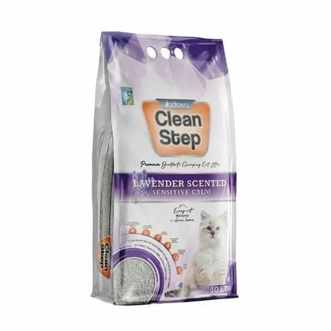 Clean Step Aktif Karbonlu Lavanta Kokulu İnce Taneli Topaklanan Bentonit Kedi Kumu 10 Lt