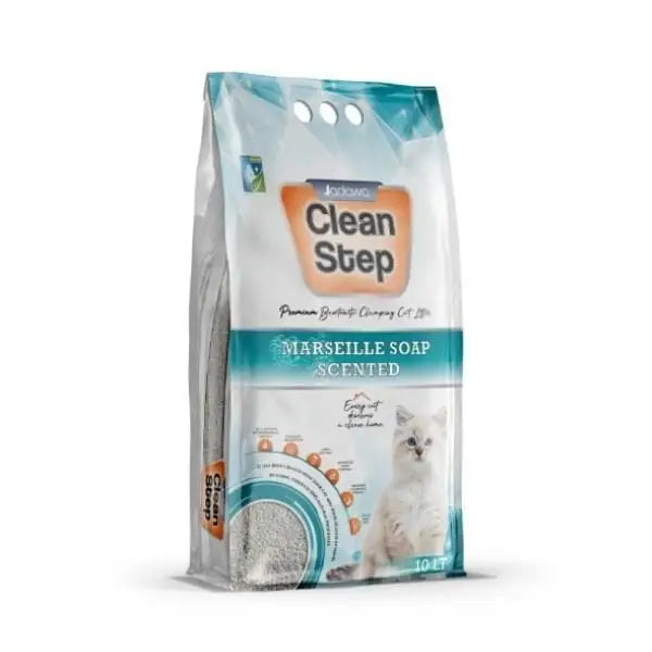 Clean Step Aktif Karbonlu Marsilla Kokulu İnce Taneli Topaklanan Bentonit Kedi Kumu 10 Lt