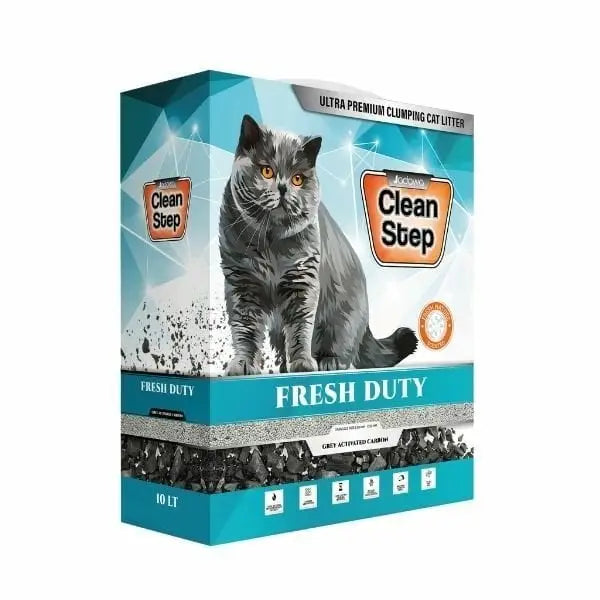 Clean Step Fresh Duty Aktif Karbonlu Bahar Kokulu İnce Taneli Topaklanan Bentonit Kedi Kumu 10 Lt