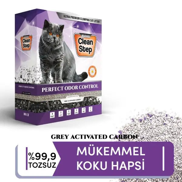 Clean Step Perfect Odor Aktif Karbonlu Papatya Kokulu İnce Taneli Topaklanan Bentonit Kedi Kumu 10