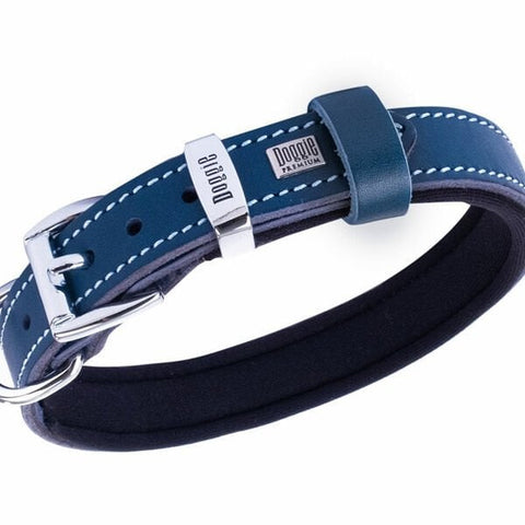 Doggie Comfort Deri Nazar Boncuklu Köpek Boyun Tasması Medium Mavi 2x30-35 Cm