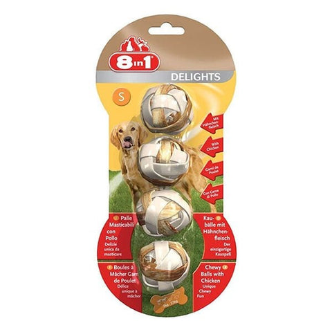 8in1 Delights Balls Tavuklu Çiğneme Topu Köpek Ödül Maması Small 36 Gr