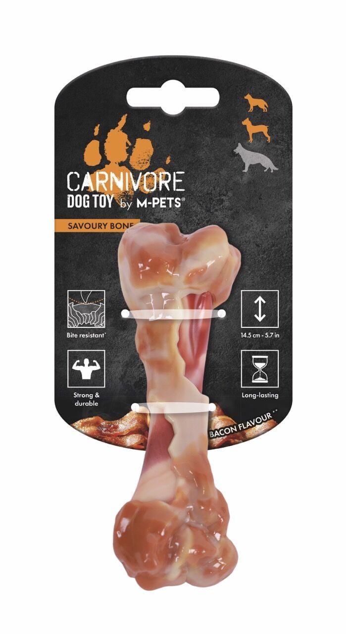 M-Pets Carnivore Savoury Bone Pastırma Aromalı Kemik Kauçuk Köpek Oyuncağı 14.5x5.1x5 Cm Turuncu