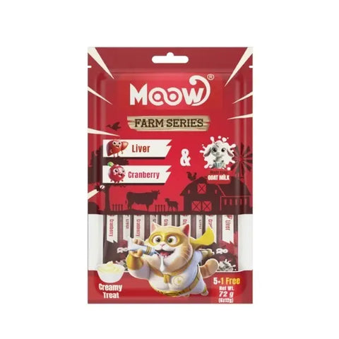 Moow Ciğerli Kızılcıklı ve Keçi Sütlü Yetişkin Sıvı Kedi Ödül Maması 1 Adet 6x12 Gr