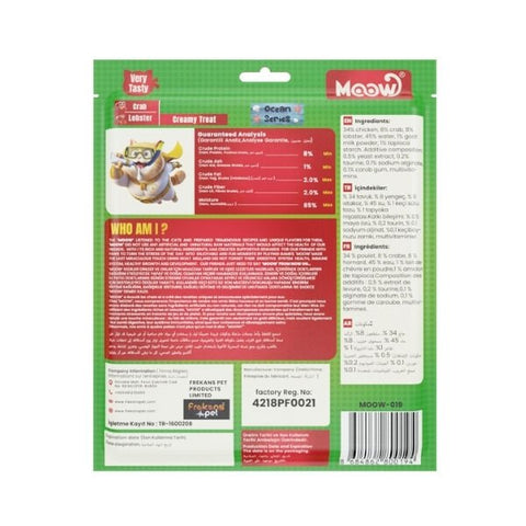Moow Yengeçli Istakozlu ve Keçi Sütlü Yetişkin Sıvı Kedi Ödül Maması 1 Adet 30x12 Gr