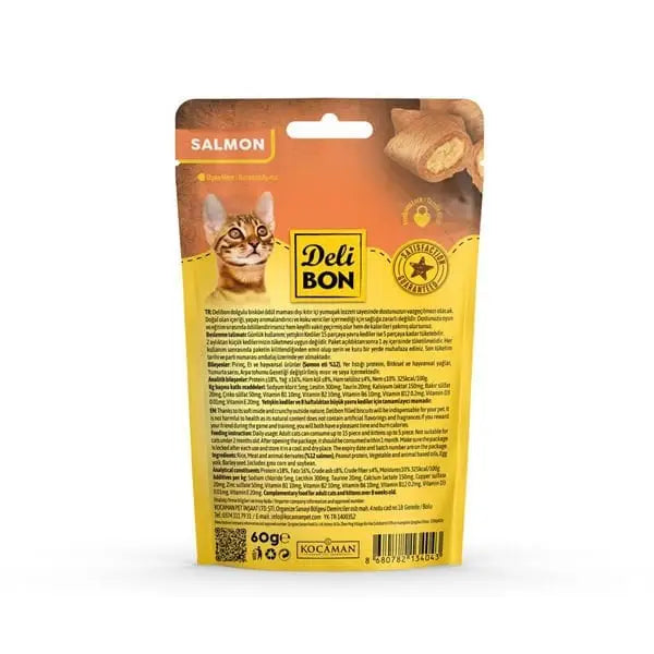 Delibon Chrunchy İçi Dolgulu Somonlu Kedi ödül Bisküvisi 60 Gr