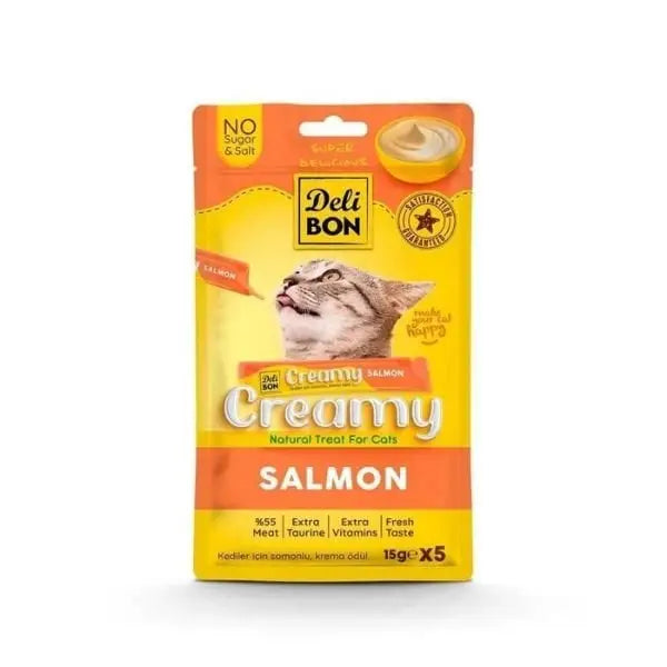 Delibon Creamy Somonlu Sıvı Kedi ödül Maması 5x15 Gr