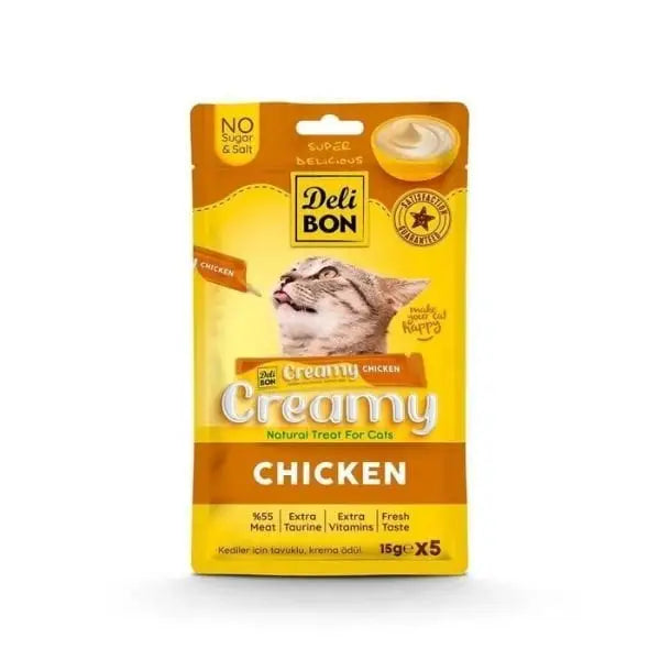 Delibon Creamy Tavuklu Sıvı Kedi ödül Maması 5x15 Gr