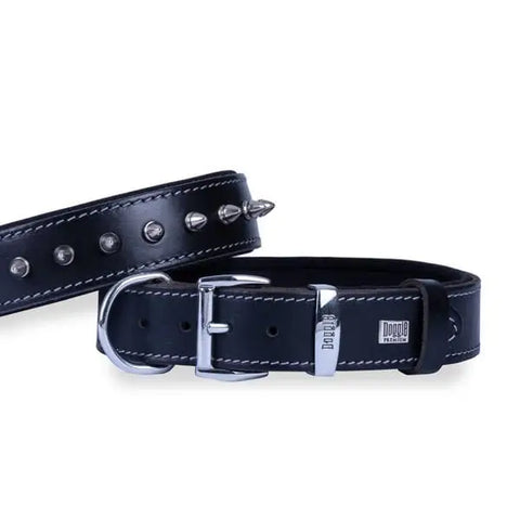 Doggie Comfort Deri çivili Köpek Boyun Tasması Medium Siyah 3.5x47-55 Cm