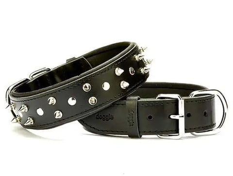 Doggie Comfort Deri çivili Köpek Boyun Tasması Small Siyah 4x47-55 Cm