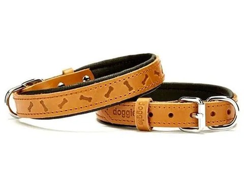 Doggie Comfort Deri Kemik Desenli Köpek Boyun Tasması Small Camel 2x30-35 Cm