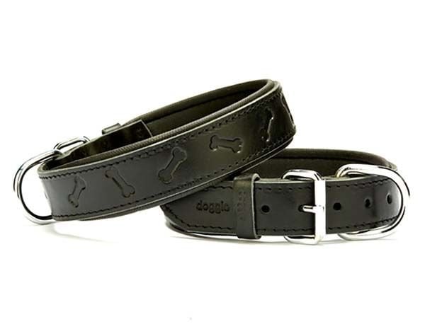 Doggie Comfort Deri Kemik Desenli Köpek Boyun Tasması Medium Siyah 3.5x47-55 Cm