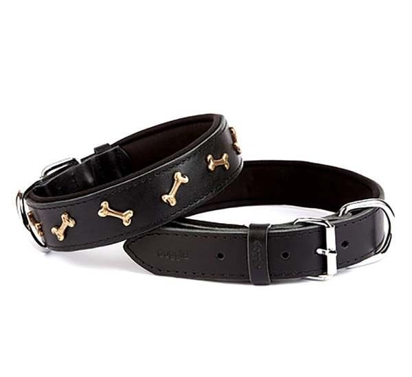 Doggie Comfort Deri Kemik Süslü Köpek Boyun Tasması Medium Siyah 3.5x47-55 Cm