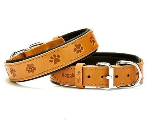 Doggie Comfort Deri Pati Desenli Köpek Boyun Tasması Medium Camel 3x42-50 Cm