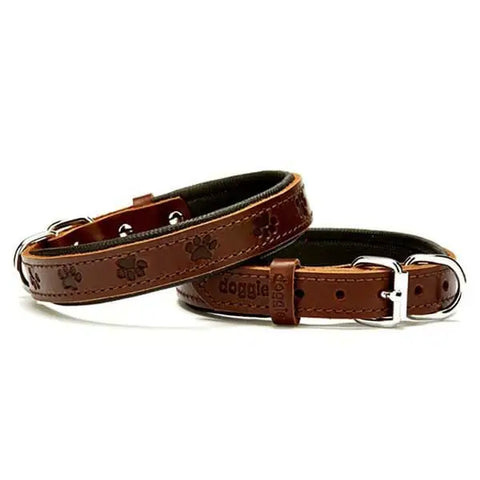 Doggie Comfort Deri Pati Desenli Köpek Boyun Tasması Small Kahverengi 2x30-35 Cm