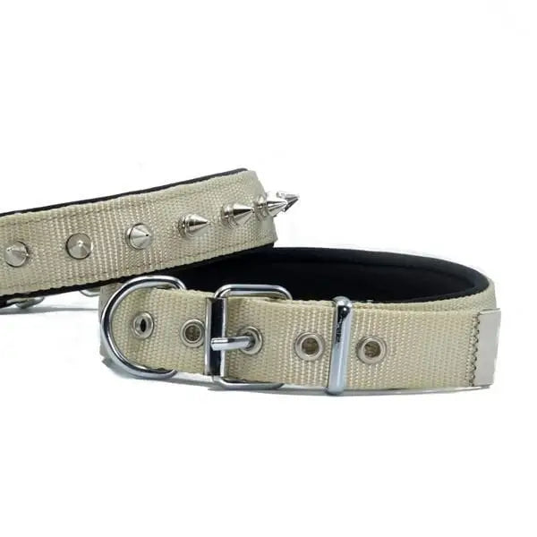Doggie Comfort Dokuma çivili Köpek Boyun Tasması Large Haki 2.5x42-50 Cm