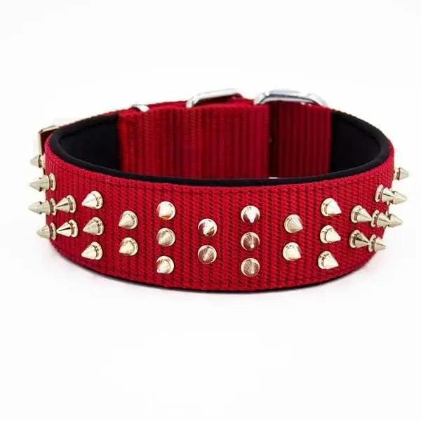 Doggie Comfort Dokuma çivili Köpek Boyun Tasması Medium Kırmızı 5x55-65 Cm