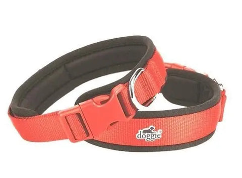 Doggie Havalı Dokuma Köpek Boyun Tasması Medium Kırmızı 2x35-45 Cm