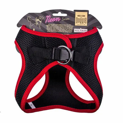 Doggie Havalı Dokuma Neon küçük Irk Köpek Göğüs Tasması Large Kırmızı 42-48 Cm