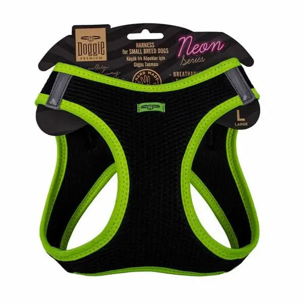 Doggie Havalı Dokuma Neon küçük Irk Köpek Göğüs Tasması Large Sarı 42-48 Cm