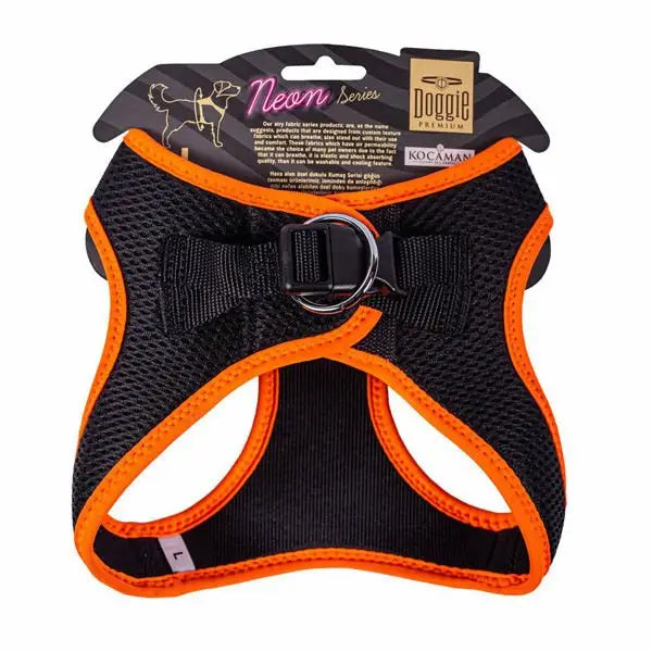 Doggie Havalı Dokuma Neon küçük Irk Köpek Göğüs Tasması Large Turuncu 42-48 Cm