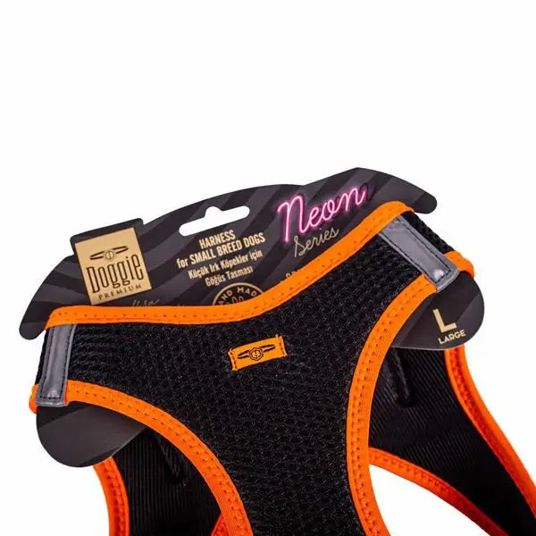 Doggie Havalı Dokuma Neon küçük Irk Köpek Göğüs Tasması Large Turuncu 42-48 Cm