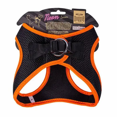Doggie Havalı Dokuma Neon küçük Irk Köpek Göğüs Tasması Large Turuncu 42-48 Cm