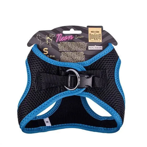 Doggie Havalı Dokuma Neon küçük Irk Köpek Göğüs Tasması Small Mavi 32-38 Cm