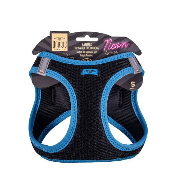 Doggie Havalı Dokuma Neon küçük Irk Köpek Göğüs Tasması Small Mavi 32-38 Cm