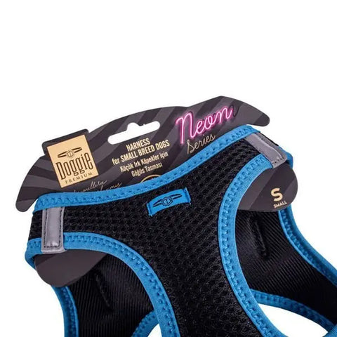 Doggie Havalı Dokuma Neon küçük Irk Köpek Göğüs Tasması Small Mavi 32-38 Cm