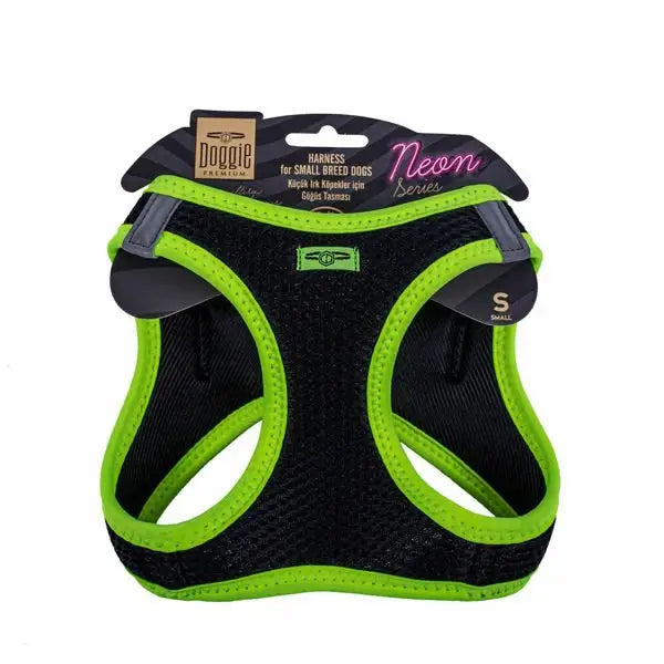 Doggie Havalı Dokuma Neon küçük Irk Köpek Göğüs Tasması Small Sarı 32-38 Cm