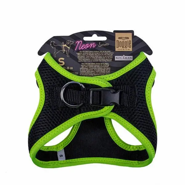 Doggie Havalı Dokuma Neon küçük Irk Köpek Göğüs Tasması Small Sarı 32-38 Cm